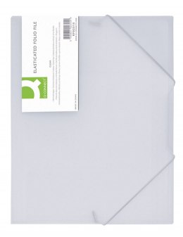 Teczka z gumką Q-CONNECT, PP, A4, 400mikr., 3-skrz., transparentna biała