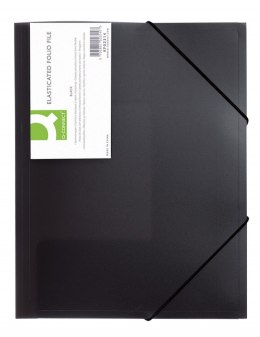 Teczka z gumką Q-CONNECT, PP, A4, 400mikr., 3-skrz., transparentna czarna