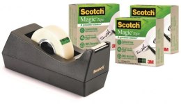 Taśma biurowa SCOTCH® Magic™ Greener Choice (9-1933R3C38), matowa, 19mm, 33m, 3szt., podajnik C-38 GRATIS