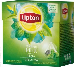 Herbata LIPTON, piramidki, 20 torebek, zielona z miętą