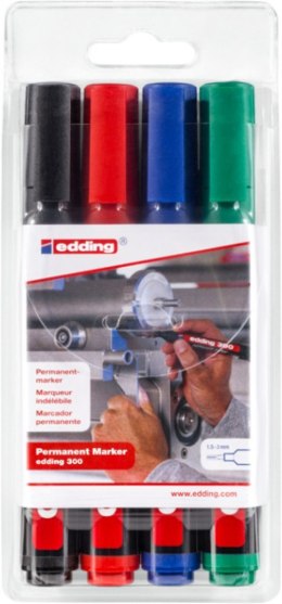 Marker permanentny e-300/4 S EDDING, 4 szt., mix kolorów