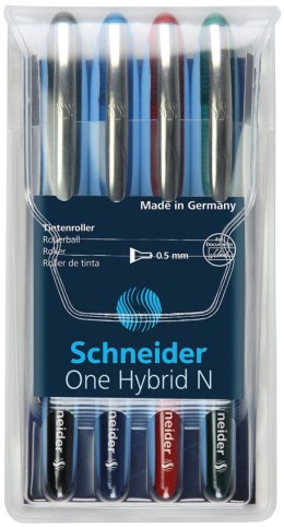Pióro kulkowe Schneider ONE Hybrid N 0,5 mm, w etui 4 szt., miks kolorów