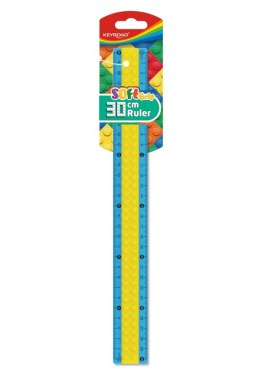 Linijka plastikowa KEYROAD, w kształcie klocka Lego, 30cm, zawieszka, mix kolorów
