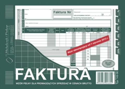 143-3E Faktura VAT MICHALCZYK&PROKOP A5 80 kartek