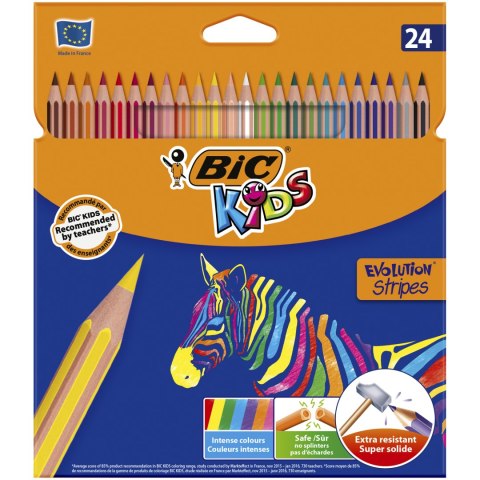 Kredki ołówkowe BIC Kids Eco Evolution Stripes 24kol., 9505251