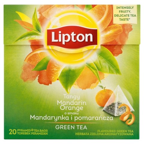 Herbata LIPTON PIRAMID GREEN TEA 20t zielona mandarynka pomarańcza