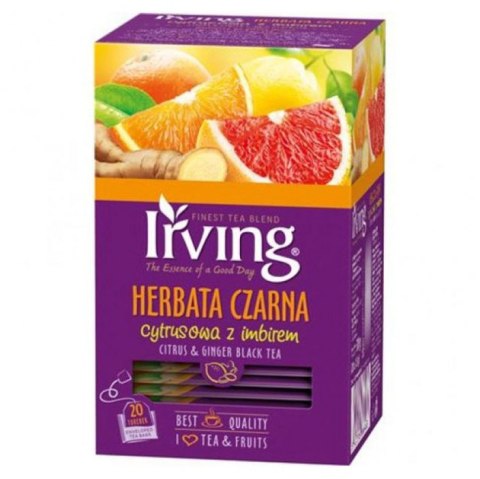 Herbata IRVING cytrusowa z imbirem 20 kopert 1,5g czarna