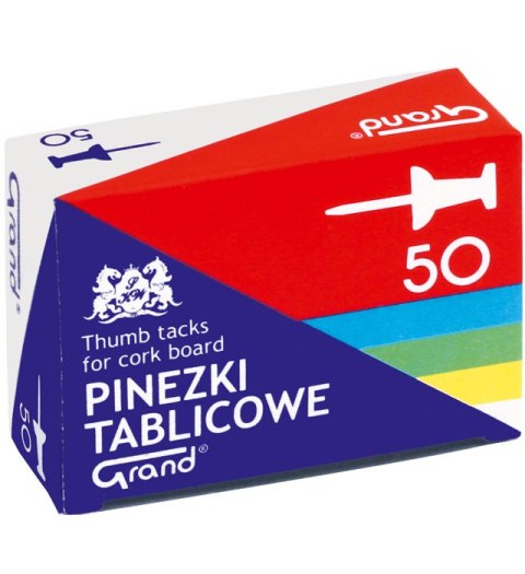 Pinezki tablicowe op-50szt. kolorowe GRAND 110-1657 beczułki