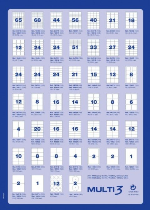 Etykiety uniwersalne MULTI 3,210x148mm, prostokątne, białe 100 ark.
