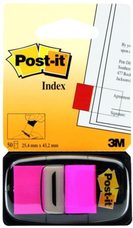 Zakładki indeksujące POST-IT® (680-21), PP, 25,4x43,2mm, 50 kart., jaskraworóżowe