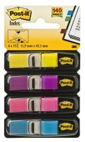 Zakładki indeksujące POST-IT® (683-4AB), PP, 11,9x43,1mm, 4x35 kart., mix kolorów neonowy