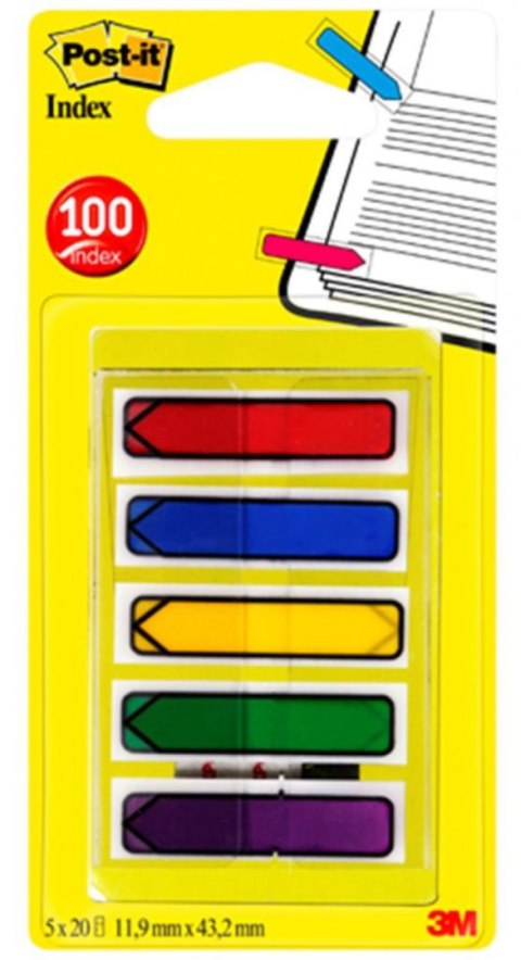 Zakładki indeksujące POST-IT® (684-ARR1), PP, 11,9x43,2mm, strzałka, 5x20 kart., mix kolorów