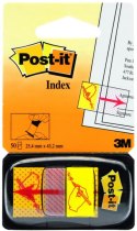 Zakładki indeksujące POST-IT® z nadrukiem „ręka+ołówek" (680-31), PP, 25,4x43,2mm, 50 kart.