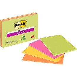 Karteczki samoprzylepne POST-IT® Super Sticky (6845-SSP), 203x152mm, 4x45kart., mix kolorów