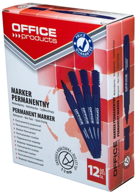 Marker permanentny OFFICE PRODUCTS, okrągły, 1-3mm (linia), niebieski