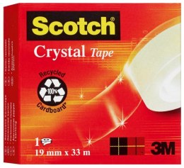 Taśma biurowa SCOTCH® Crystal Clear (600), transparentna, 19mm, 33m, w pudełku