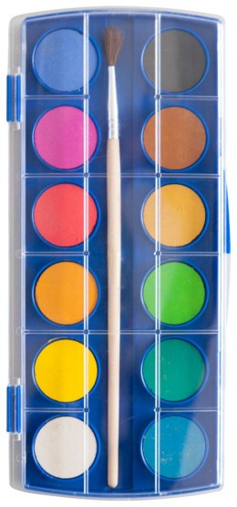 Farby akwarelowe KEYROAD, zawieszka, z pędzelkiem, 12 kolorów