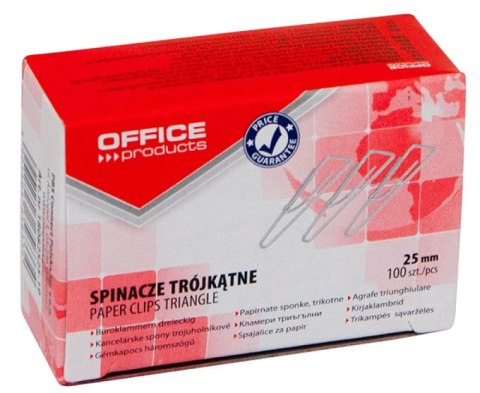 Spinacze trójkątne OFFICE PRODUCTS, 25mm, 100szt., srebrne