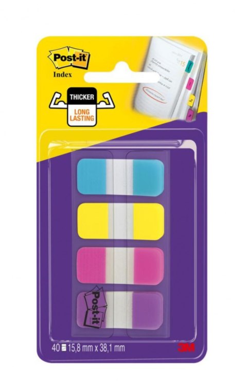 Zakładki indeksujące POST-IT® do archiwizacji (676-AYPV), PP, silne, 15,8x38,1mm, 4x10 szt., mix kolorów