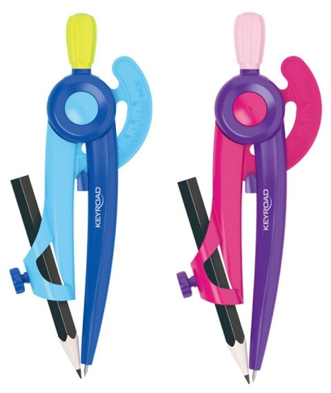 Zestaw geometryczny KEYROAD, duży, z linijką 15cm, zawieszka, mix kolorów