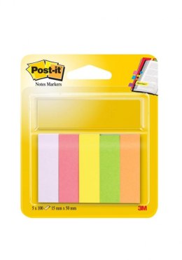 Znaczniki POST-IT® (670/5), papier, 15x50mm, 5x100 kart., mix kolorów neonowy