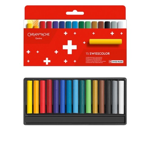 Kredki woskowe CARAN D'ACHE Swisscolor, kartonowe pudełko, 15 szt.
