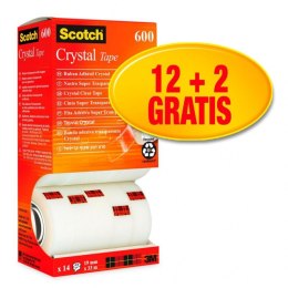 Taśma biurowa SCOTCH® Crystal (6-1933R14), 19mm, 33m, 12+2szt. GRATIS