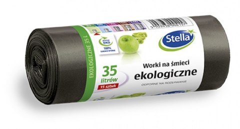 Worki na śmieci STELLA, ekologiczne, 35 l, 15 szt., czarny