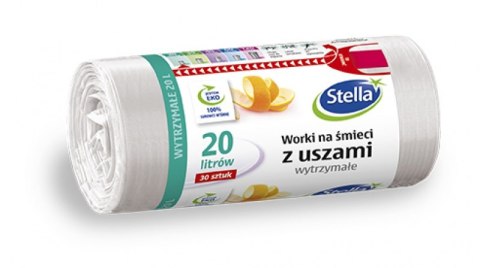 Worki na śmieci STELLA, z uszami, 20 l, 30 szt., białe, biały