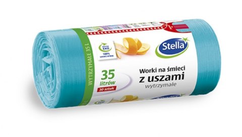 Worki na śmieci STELLA, z uszami, 35 l, 30 szt. turkusowe, turkus