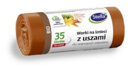 Worki z uszami STELLA, do segregacji odpadów bio, 35 l, 20 szt., brązowe, brązowy