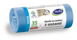 Worki z uszami STELLA, do segregacji odpadów papierowych, 35 l, 20 szt., niebieskie, niebieski