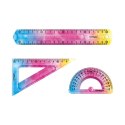 Zestaw geometryczny KEYROAD Rainbow Deco, z linijką 20cm, zawieszka, mix kolorów