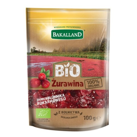 Bio żurawina suszona z sokiem jabłkowym, Bakalland, 100g