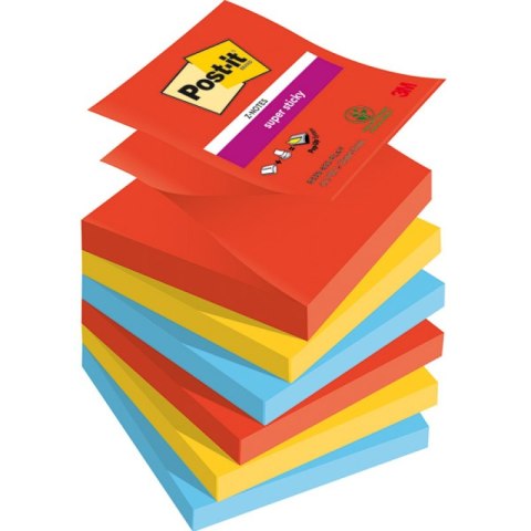 Karteczki samoprzylepne Post-it® Super Sticky Z-Notes, PLAYFUL, 76x76mm, 6x90 kart.