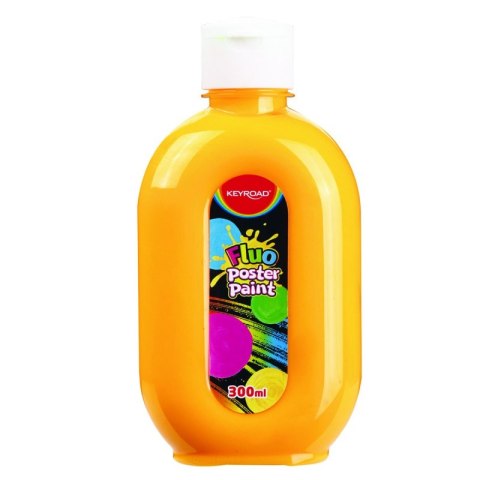 Farba plakatowa KEYROAD, Fluo, 300ml, butelka, neonowa pomarańczowa