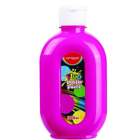 Farba plakatowa KEYROAD, Fluo, 300ml, butelka, neonowa różowa