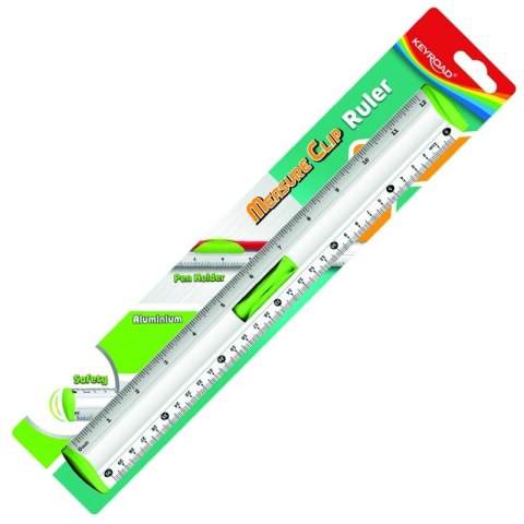 Linijka aluminiowa z uchwytem na ołówek KEYROAD Measure Clip, 30 cm, blister, mix kolorów