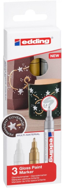 Marker olejowy połyskujący e-750 EDDING, 2-4 mm, 3 szt., mix kolorów