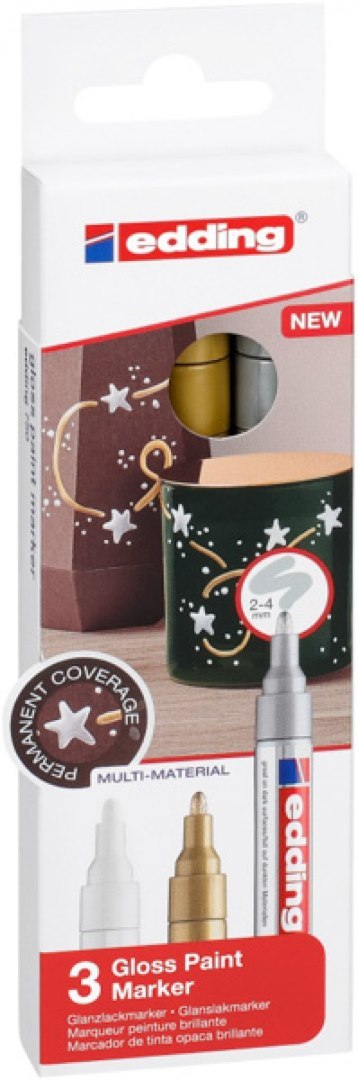 Marker olejowy połyskujący e-750 EDDING, 2-4 mm, 3 szt., mix kolorów