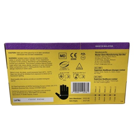 Rękawice lateksowe bezpudrowe MAXTER, 100 szt., M