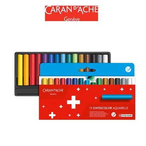 Kredki akwarelowe woskowe CARAN D'ACHE Swisscolor, kartonowe pudełko, 15 szt.