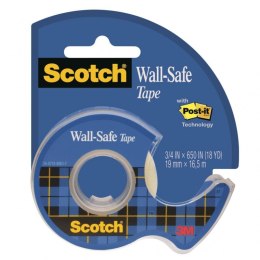 Taśma klejąca SCOTCH® Wall-Safe, bezpieczna dla ścian, na podajniku, 19mm, 16,5m, transparentna