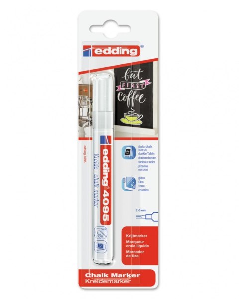 Marker kredowy e-4095 EDDING, 2-3mm, blister, biały