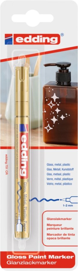 Marker olejowy połyskujący e-751 EDDING, 1-2mm, blister, złoty