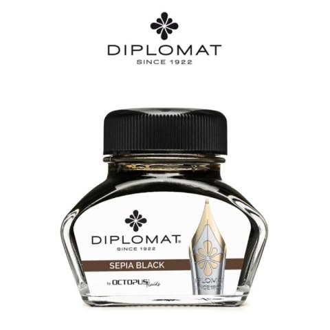 Atrament do piór wiecznych DIPLOMAT, w kałamarzu, 30 ml, czarny sepia