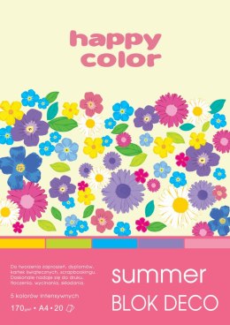 Blok Deco Summer A4, 170g, 20 ark, 5 kol., Happy Color HA 3817 2030-120
