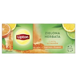 Herbata LIPTON zielona, z nutą cytrusów, 20 torebek