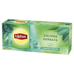 Herbata LIPTON zielona, z nutą mięty, 20 torebek