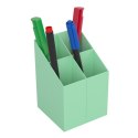 Przybornik na biurko ICO kwadratowy, plastikowy, 4 komory, pastelowy zielony
